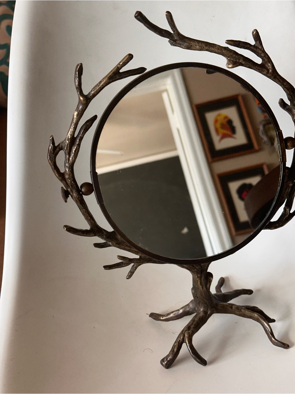 Rare Anthropologie Who’s the Fairest Brass Branch Swivel Mirror (Refurbished) - Picture 3 of 9